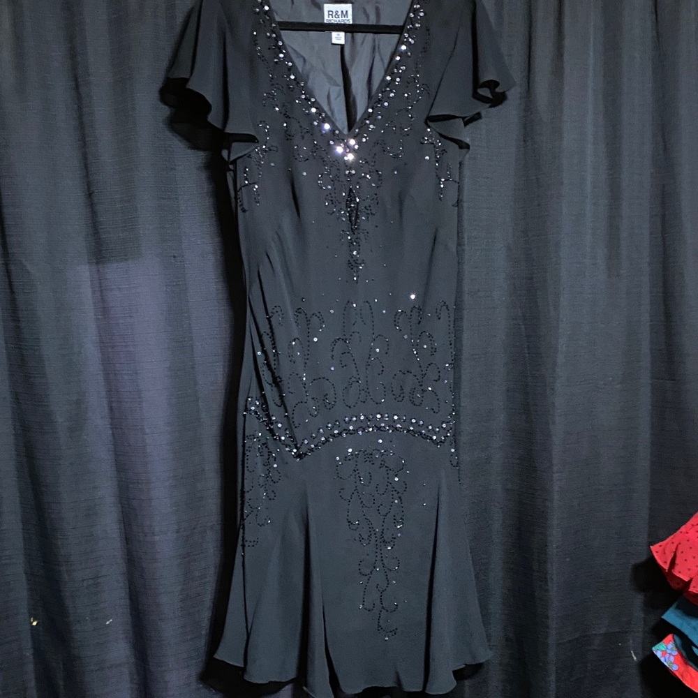 R&M Richards Black Sequin Mini Dress